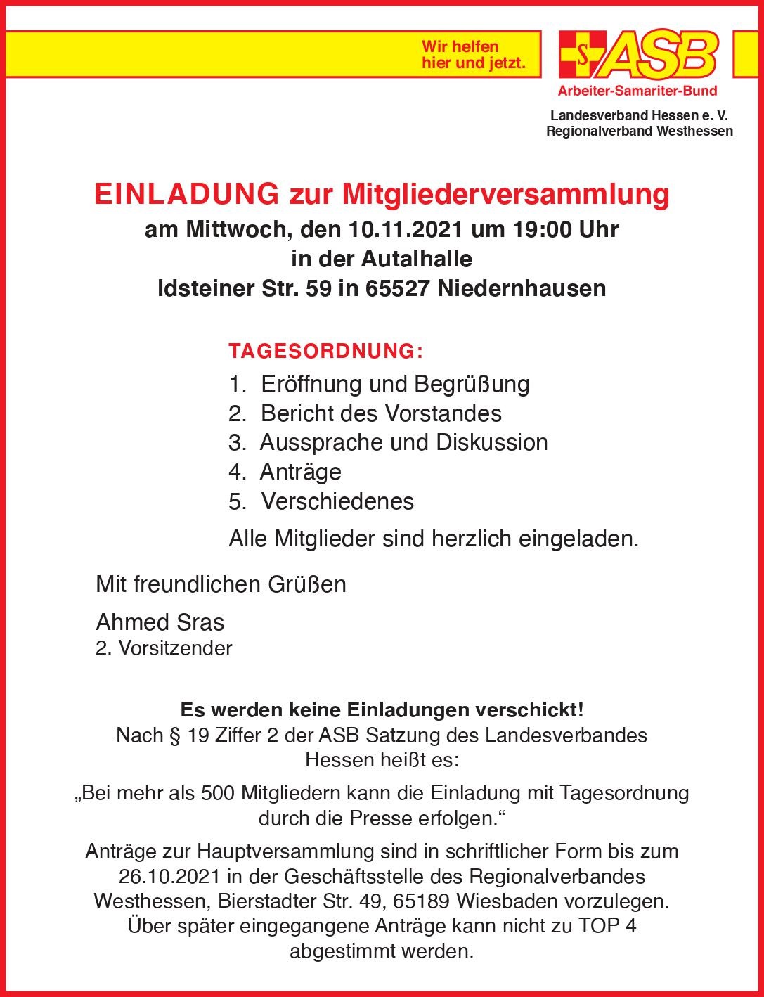 Autalhalle, Niedernhausen, 10.11.21, 19.00 Uhr